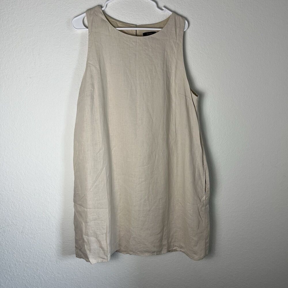 Quince Linen Shift Dress Sleeveless Cream Essentiall XL Pockets 214